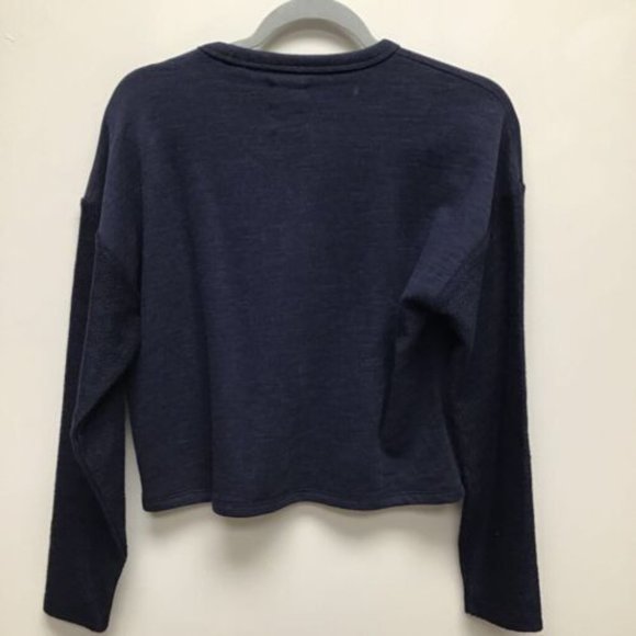 NWT Jason Scott Womens Drop Shoulder Reverse Sweatshirt Small Blue $225 C671 - Picture 2 of 2